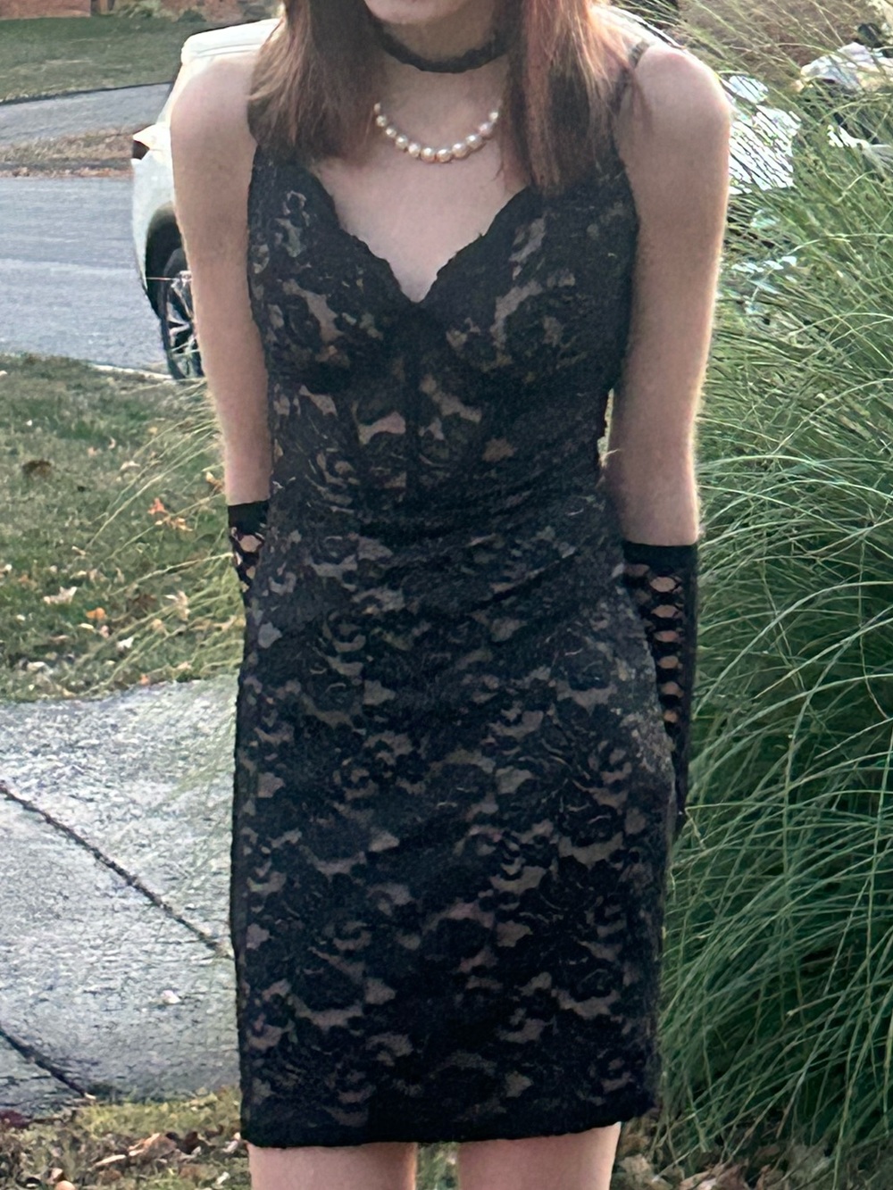 B. Darlin black lace slip dress